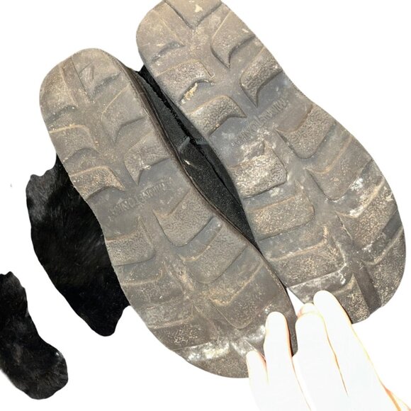 Minnetonka vintage black real fur suede tooled leather tirm boots 6 - Picture 7 of 7